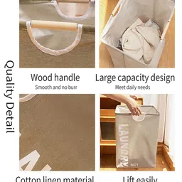 HOUSE OF QUIRK Beige & White Striped Laundry Bag 52L image 4