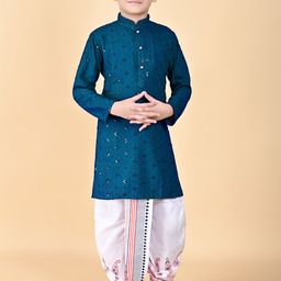BAESD Boys Embroidered Regular Sequinned Kurta with Dhoti Pants-picture-46