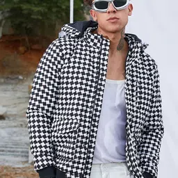 Campus Sutra Men Checked Windcheater Biker Jacket image 1