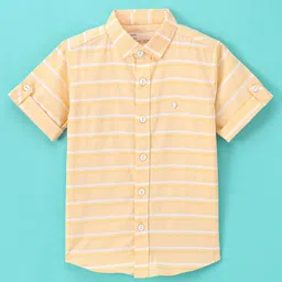 Jash Kids Half Sleeves Striped Shirt - Yellow-image-4