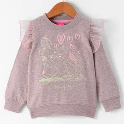 Wingsfield Full Sleeves Frill Detailed Animal Printed Sweatshirt - Camel Brown-image-93