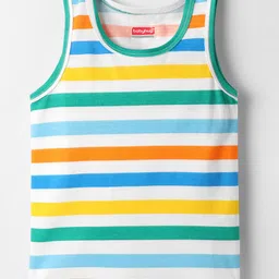 Babyhug 100% Cotton Single Jersey Knit Sleeveless Sando With Stripes - Multicolour-picture-16