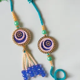 PASU FASHION Artificial Stones Studded And Beaded Bhaiya Bhabhi Rakhi-image-77