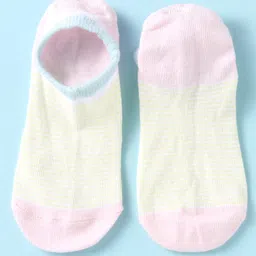 Mustang Knitted No Show Socks with Color Block - Light Yellow & Baby Pink image 2