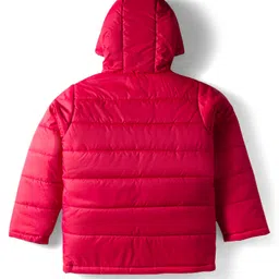 Pine Kids Woven Full Sleeves Solid Hooded Padded Jacket - Red image 2