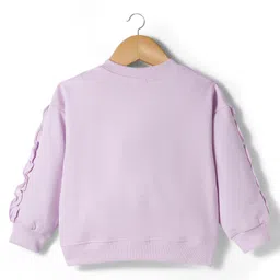 Mark & Mia Terry Knit Full Sleeves Sweatshirt with Floral Applique & Frill Detailing - Purple image 2