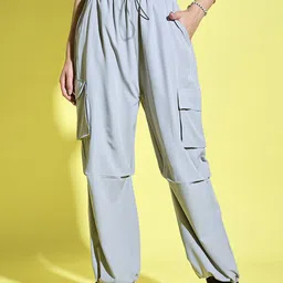 DIMPY GARMENTS Women Relaxed Loose Fit High-Rise Cargos Trousers-image-46