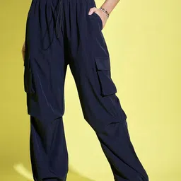 BUY NEW TREND Women Relaxed Loose Fit High-Rise Easy Wash Cargos Trousers-picture-45