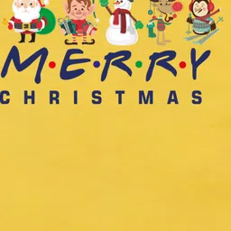 FFlirtygo Christmas Theme Cotton Half Sleeves Merry Christmas Printed T-Shirt - Yellow image 4