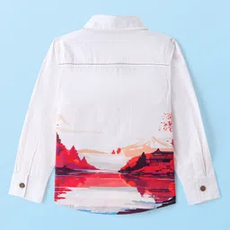arias by lara dutta Arias Cotton Poplin Woven Full Sleeves Front & Back Printed Shirt - Off White image 4