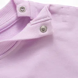 Mark & Mia Terry Knit Full Sleeves Sweatshirt with Floral Applique & Frill Detailing - Purple image 4