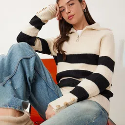 Happiness istanbul Women Striped Pullover image 5