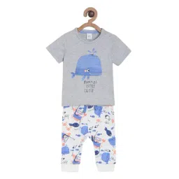 MINIKLUB Boys Grey & White Graphic Print T-Shirt with Pants-picture-17