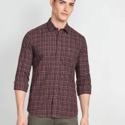 Arrow Sport Brown Cotton Slim Fit Checks Shirt image 1