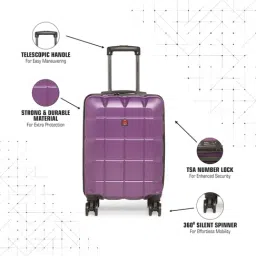 Swiss Brand Friburg Purple 8 Wheel Small Hard Cabin Trolley - 35 Inch image 5