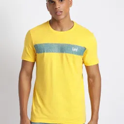Lee Yellow Cotton Slim Fit Printed T-Shirt image 1