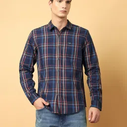 Wrangler Navy Cotton Regular Fit Checks Shirt image 1
