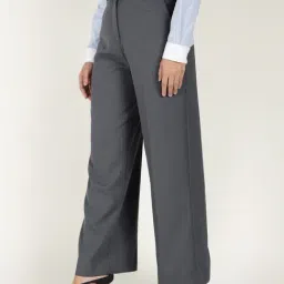 Hancock Dark Blue Regular Fit High Rise Trousers image 3