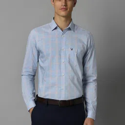 Allen Solly Blue Cotton Slim Fit Checks Shirt image 1