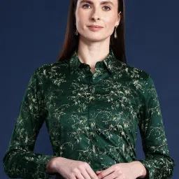 Hancock Dark Green Cotton Printed Shirt image 1