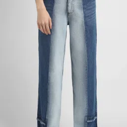 Forever 21 Blue Cotton Flared Fit Mid Rise Jeans image 1