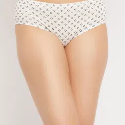 Clovia White Printed Hipster Panty image 1