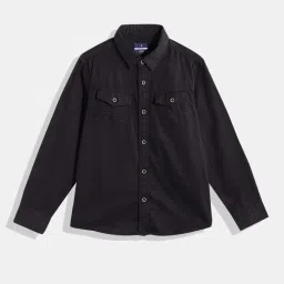 IVOC Kids Black Cotton Regular Fit Full Sleeves Shirt image 1