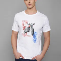 Louis Philippe Jeans White Cotton Slim Fit Printed T-Shirt image 1