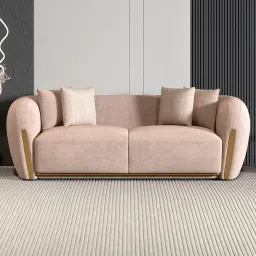 Durian Modern Ashen Fabric 3 Seater Sofas with 4 Throws Cushions image 1