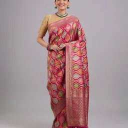Mohey Pink Satin Embroidered Saree image 1