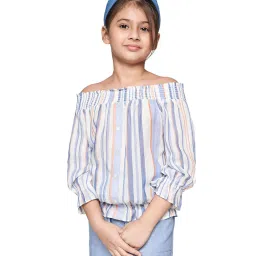 AND girl Blue & White Striped Top image 1