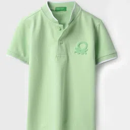 United Colors of Benetton Boys Green Solid Tshirt image 1
