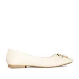 Bata Women's T BUCKLE Beige Flat Ballets-image-64
