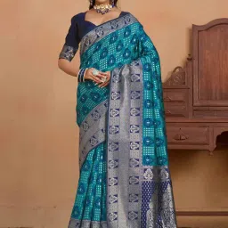 Mimosa Green Woven Saree With Unstitched Blouse image 1