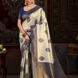 Mimosa Grey Woven Saree With Unstitched Blouse image 1