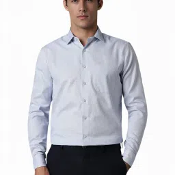 Louis Philippe Blue Slim Fit Texture Shirt image 1