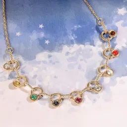 Mia by Tanishq Solar Symphony 14k Gold & Navratna Diamond Necklace image 1