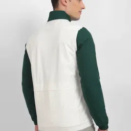 Allen Solly Green & White Cotton Regular Fit Colour Block Jacket image 2