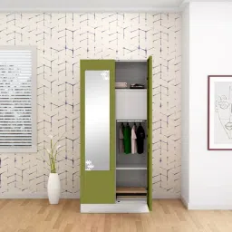 Godrej Interio Slimline 2-Door Steel Almirah, Tex Green Leaf (1-Year Warranty, 1 Locker) image 1