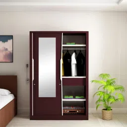 Godrej Interio Slide N Store Pro Plus 2-Door Steel Wardrobe, Tex ShellWine Red (1-Year Warranty, 1 Drawer) image 1
