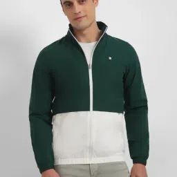 Allen Solly Green & White Cotton Regular Fit Colour Block Jacket-picture-38