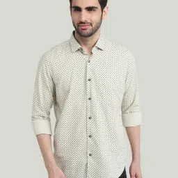 Raymond Yellow Pure Cotton Regular Fit Printed Shirt image 1
