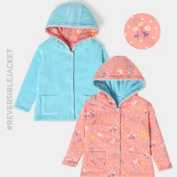 MiArcus Kids Sky Blue & Coral Printed Full Sleeves Reversible Jacket image 1