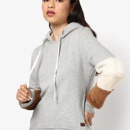 Campus Sutra Grey Cotton Textured Hoodie image 1