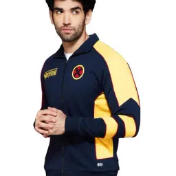 The Souled Store Navy & Yellow Cotton Regular Fit Colour Block Jacket-image-44