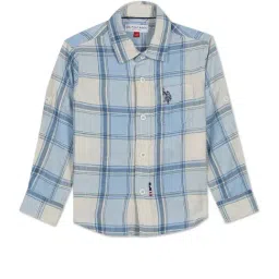U.S. Polo Assn. Kids White & Blue Checks Full Sleeves Shirt-picture-39
