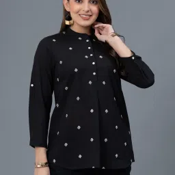 Mode by Red Tape Black Cotton Embroidered Top image 1