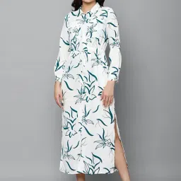 Allen Solly White Floral Print A-Line Dress-image-18
