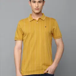 Louis Philippe Sport Yellow Cotton Slim Fit Striped Polo T-Shirt-picture-35