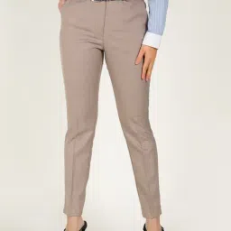 English Navy Khaki Regular Fit Mid Rise Trousers image 1